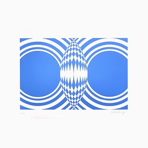 Victor Debach, Blue Composition, Original Screen Print, 1970s