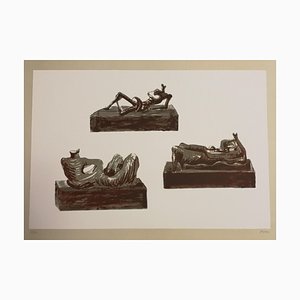 Henry Moore, Three Reclining Figures, Lithograph, 1976