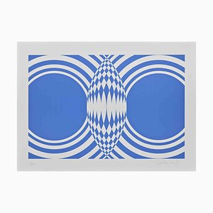 Victor Debach, Blue Composition, Screen Print, 1970s