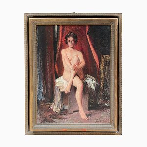 Giuseppe Torelli, Seated Nude, Oil Painting, 1950s