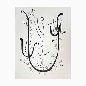 Rafael Alberti, Letter U, Lithograph, 1972
