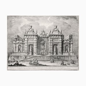 Giuseppe Vasi, Villa antica con scena di Giostra, Etching, 1774