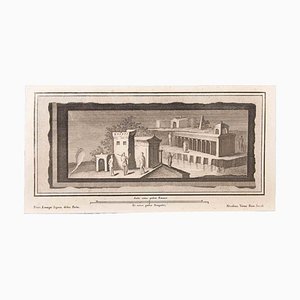 Nicola Vanni, Landscape with Monuments and Figures, Etching, 18th Century