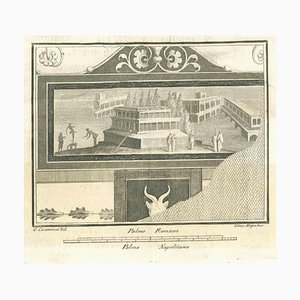 Giuseppe Aloja, Seascapes with Monument and Figures, Etching, 18th Century