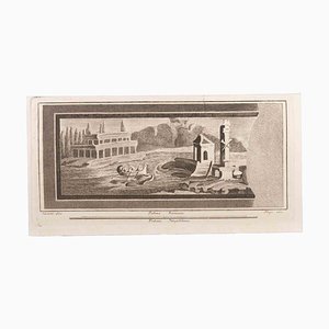 Luigi Aloja, Seascape with Monument and Figures, Etching, 18th Century