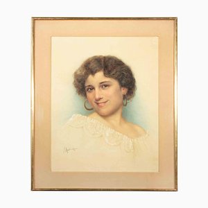 Riccardo Moretti, Frauenporträt, Aquarell, Anfang des 20. Jahrhunderts