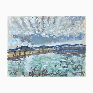 Antoine Mayo, Paysage Marin, Aquarelle, 1950s