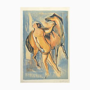 Enzo Assenza, Woman with Horse, Lithograph, 1970s