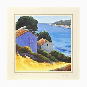 Nicholas Verrall, The Houses on the Lake, Lithograph, Late 20th Century