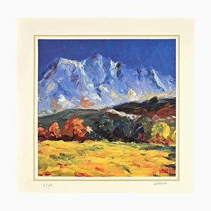 Nach Nicholas Verrall, Landschaft mit Berg, Lithographie, Ende des 20. Jahrhunderts