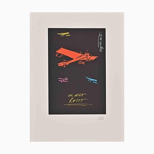 Fabio de Poli, Red Aircraft, Lithograph, Late 20th Century