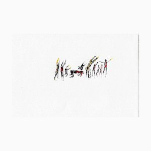 Parimah Avani, Yellow Song of Hope, Ink & Acrylic Drawing, 2023