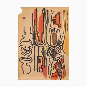 Reynold Arnould, Abstract Composition, Ink Drawing, 1970