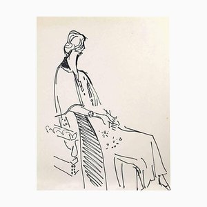 Reynold Arnould, mujer, dibujo a tinta, 1970