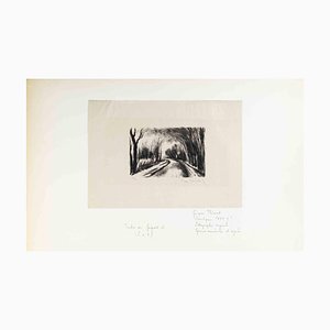 Jacques Thévenet, The Road with Trees, Lithograph, Early 20th Century