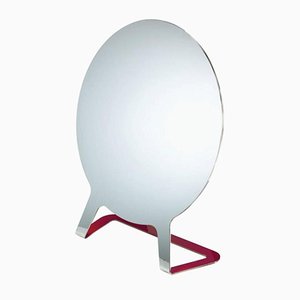 Polierter Spiegel aus Edelstahl mit Himbeerrot Lackierter Rückseite von Philippe Cramer, 2015