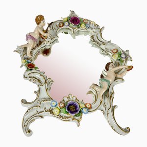 20th Century Baroque Mirror in Porcelain with Musical Putti by PMP, GDR