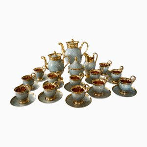 Antique Queen Marie Antoinette Coffee and Tea Service from Rue Thiroux Paris Porcelain, France, 1825, Set of 16