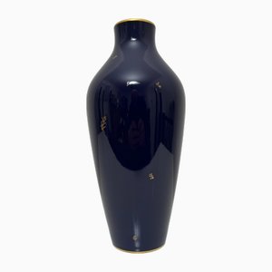 Vaso in porcellana blu cobalto di Nationale De Sevres, Francia, 1960