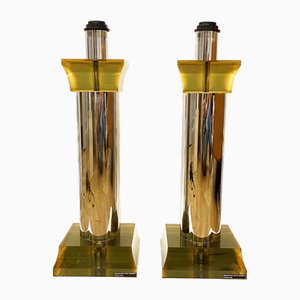 Lampada a colonna modernista in metallo cromato e vetro acrilico di Felice Antonio Botta, Italia, anni '70, set di 2