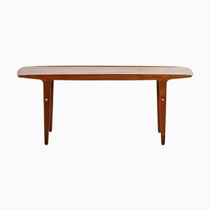 Early Coffee Table in Teak and Brass attributed to Johannes Andersen, 1950s