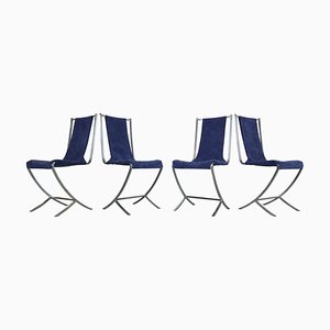 Esszimmerstühle aus Samt & Stahl von Pierre Cardin für Maison Jansen, 1970, 4 . Set