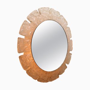 Miroir Rond Illuminé en Acrylique avec Éclairage attribué à Egon Hillebrand pour Hille, Allemagne, 1970s