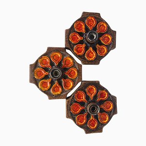 Mid-Century Fat Lava German Ceramic Wall Lamps, 1960s, Set of 3