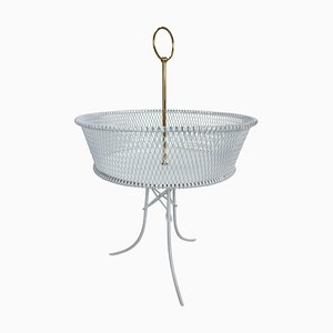 Vintage White Metal and Brass Planter, France, 1960s