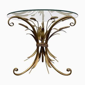 Tavolino Hollywood Regency Coco Chanel Sheaf of Wheat, anni '70