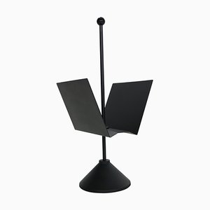 Perchero Magazinine minimalista de metal negro de Porada Arredi, Italia, años 80