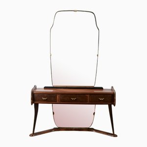Tocador italiano con espejo de madera, años 60