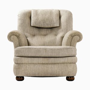Easy Chair in Beech and Original Fabric by Josef Frank, 1934