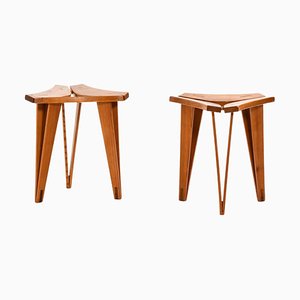 Set of Stools in Oregon Pine by Edvard Wilberg, 1955