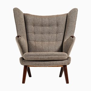 Easy Chair in Rosewood and Reupholstered in Kvadrat Fabric by Hans Wegner, 1950s