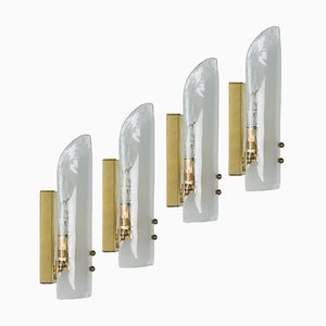 Large Brass and Hand Blown Glass Wall Light by J.T. Kalmar, 1960s