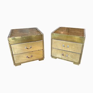Tables de Chevet en Laiton par Sarreid Ltd, 1970s, Set de 2