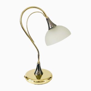 Hollywood Regency Messing Schwanenhals Tischlampe