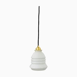 Vintage Hanging Lamp in Opaline White Gold