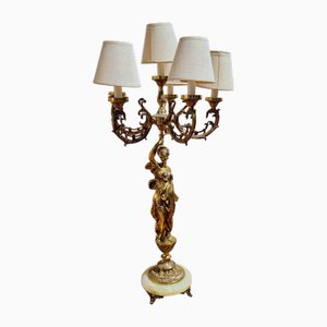 Große Klassische Kerzenleuchter aus Bronze & Marmor, 1960er, 2er Set