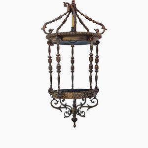 Metal and Glass Lantern Lamp, 1960s