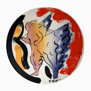 Italian Ceramic Wall Plate Decoration by Paolo Buggiani for Bitossi, 1989