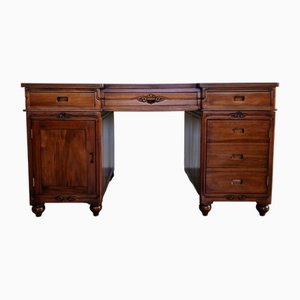 Presidential Double Sided Mahogany Desk with Leather Top