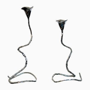Bougeoirs Floral Brutaliste Vintage de Mukul Goyal, Set de 2