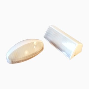 Holophane Wall Lights in Compressed Glass, France, 1950, Set of 2