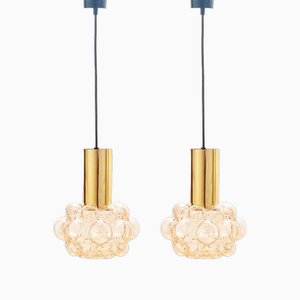 Mid-Century Modern Amber Bubble Glass Pendant by Helena Tynell for Limburg, 1960s