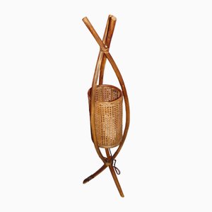 Lampadaire Vintage en Bois Courbé avec Tissage Viennois