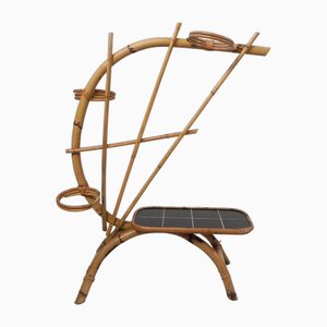 Support pour Plante en Bambou avec 3 Pots, 1950s, Set de 4