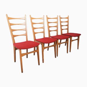 Four Ladder Back Side Chairs, 1950s, Set of 4