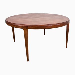 Mesa de centro danesa grande redonda de teca de Johannes Andersen para CFC Silkeborg, años 60